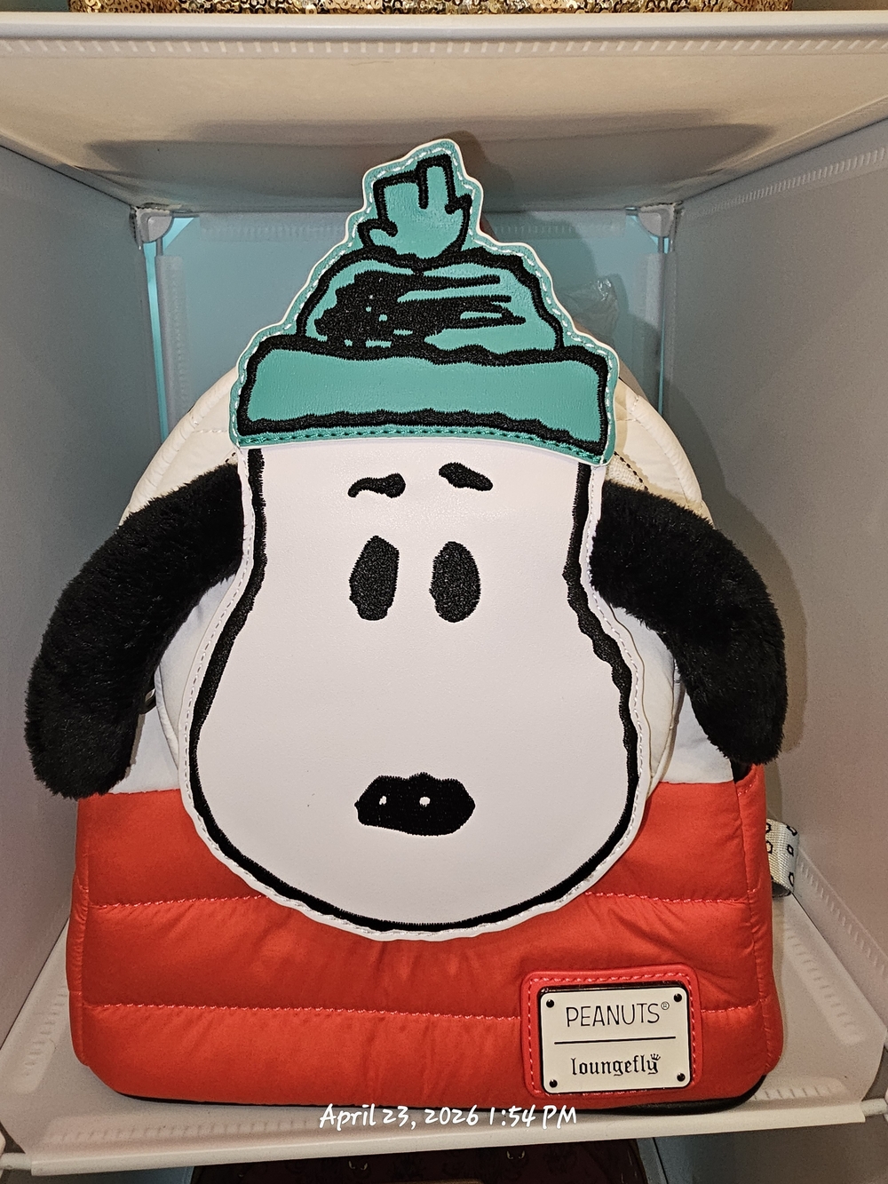 Loungefly Peanuts Snoopy Snow Day Mini Backpack With a Red Puffer Jacket